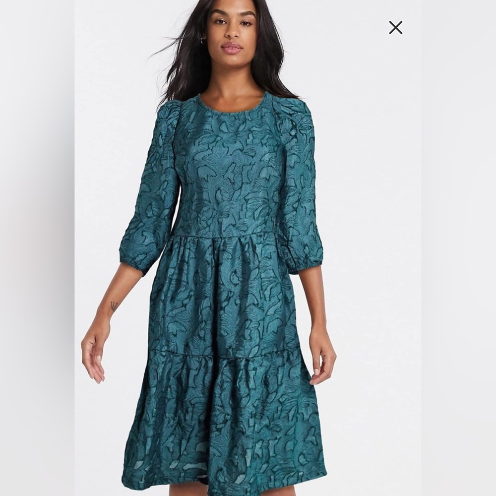 Vila Textured Smock Dress in Green
